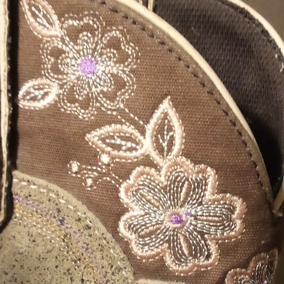 Justin Gypsy Floral Brown Leather Square Soft Toe Cowgirl Western Boots -Size 9B - Picture 10 of 15